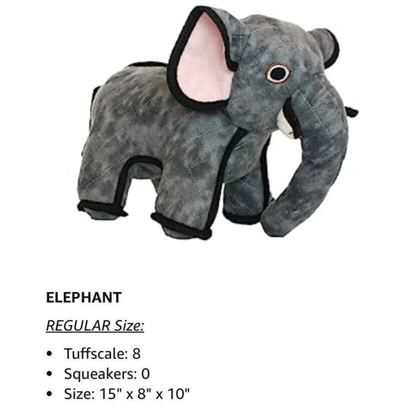 Tuffy Dog Toys ~ T-Z Elephant ~ Zoo Series ~ 15x10x8” ~ No Squeaker ~ Big Dogs - Picture 4 of 7
